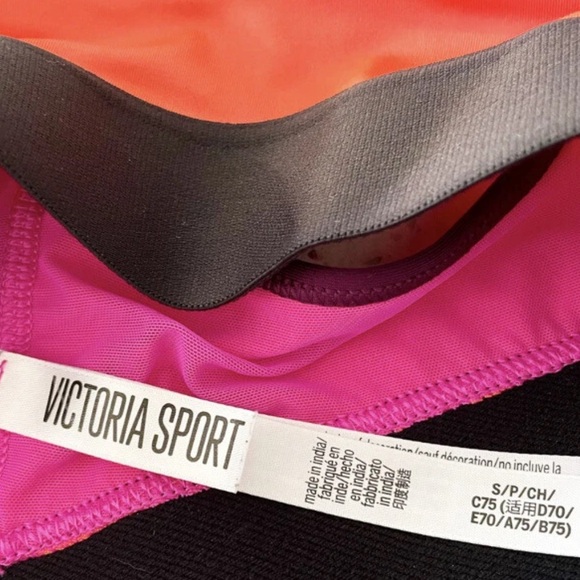 Victoria Sport Women’s Sports Bra Small Racerback Pink Orange Black Stretch - Picture 3 of 3